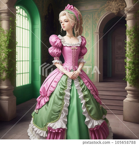 城堡裡可愛公主的插畫藝術（AI 生成圖像） 105658788
