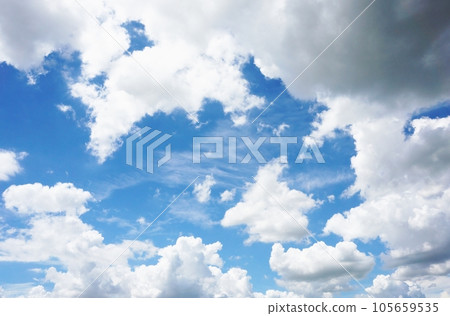 Summer blue sky and white clouds with strong UV rays Summer blue sky and white clouds with strong UV rays 105659535