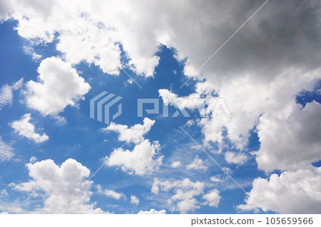 Summer blue sky and white clouds with strong UV rays Summer blue sky and white clouds with strong UV rays 105659566