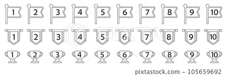 數字圖標集/插畫/優勝杯/線條/裝飾/簡約/排名/名次/旗幟 105659692
