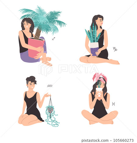 Zodiac collection set with beautiful woman, Sagittarius, Capricorn, Aquarius, Pisces, horoscope astrology symbol sign Zodiac collection set with beautiful woman, Sagittarius, Capricorn, Aquarius, Pisces, horoscope astrology symbol sign 105660273