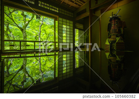 Arashiyama Yusaitei Tea room Beautiful reflection Season of fresh greenery Arashiyama Yusaitei Tea room Beautiful reflection Season of fresh greenery 105660382
