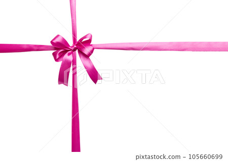 Red ribbon bow isolated on white background. empty space for design 105660699