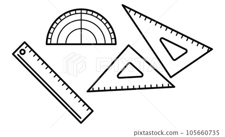 尺子、三角尺和量角器插圖 105660735
