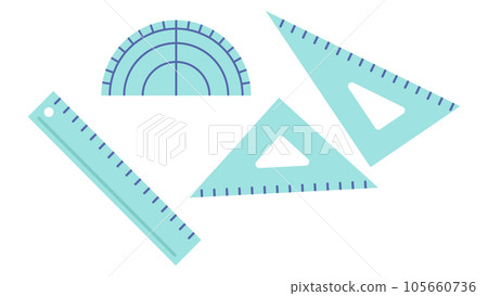 尺子、三角尺和量角器插圖 105660736