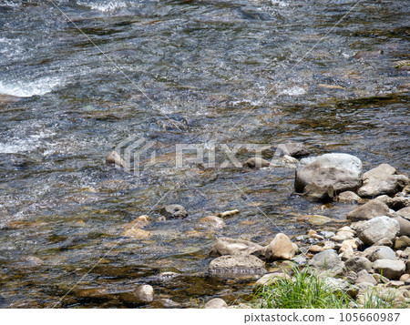 Chikusa River murmuring in summer (August). Located in Sayo-cho, Sayo-gun, Hyogo Prefecture. 105660987