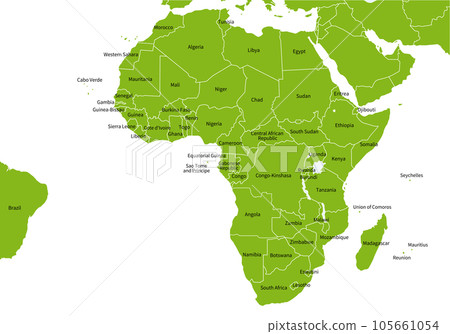 Maps of African countries and neighboring countries, English country names, ecology Maps of African countries and neighboring countries, English country names, ecology 105661054