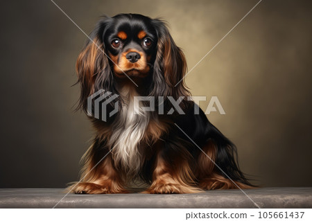 English toy spaniel chocolate color. 105661437