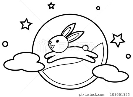 可愛的兔子和賞月著色書 105661535