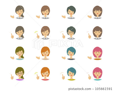 Icons of women with various expressions _ Recommendations & points Icons of women with various expressions _ Recommendations & points 105661591