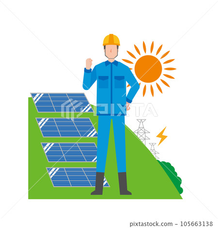 太陽能發電和男性工人 太陽能發電和男性工人 105663138