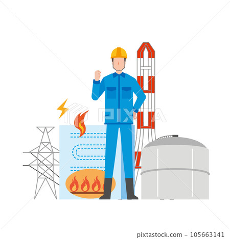 Thermal power plant and male workers 105663141