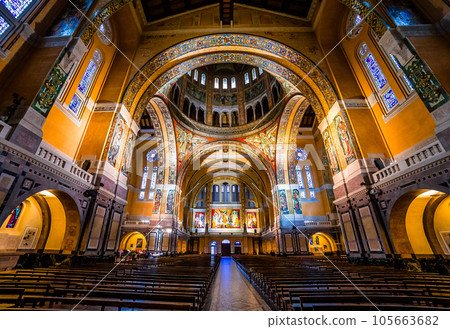 interiors of Sainte-Therese basilica, Lisieux, France 105663682