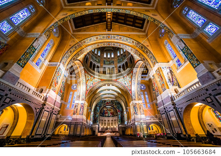 interiors of Sainte-Therese basilica, Lisieux, France 105663684