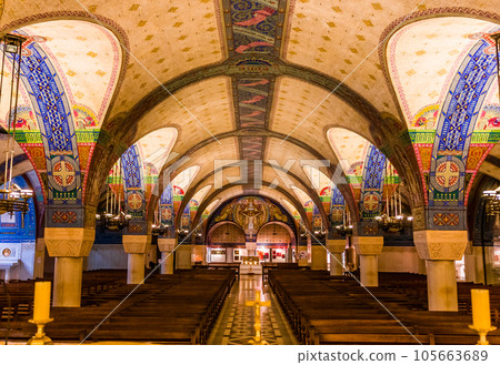 interiors of Sainte-Therese basilica, Lisieux, France 105663689