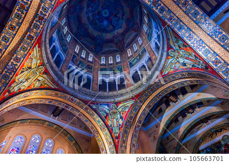 interiors of Sainte-Therese basilica, Lisieux, France interiors of Sainte-Therese basilica, Lisieux, France 105663701