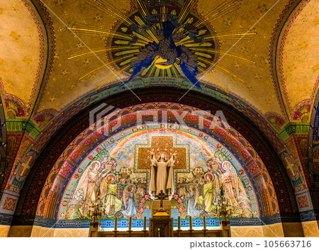 interiors of Sainte-Therese basilica, Lisieux, France 105663716