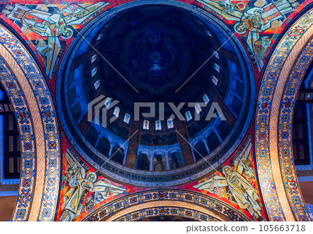 interiors of Sainte-Therese basilica, Lisieux, France 105663718