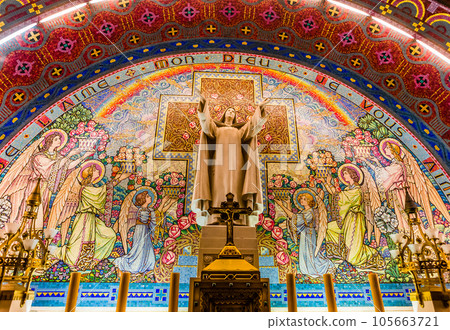 interiors of Sainte-Therese basilica, Lisieux, France 105663721