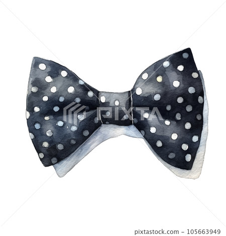 A polka dots bow tie watercolor illustration A polka dots bow tie watercolor illustration 105663949