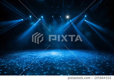 Blue Spotlights on Stage Floor: A Modern Abstract Background Blue Spotlights on Stage Floor: A Modern Abstract Background 105664102