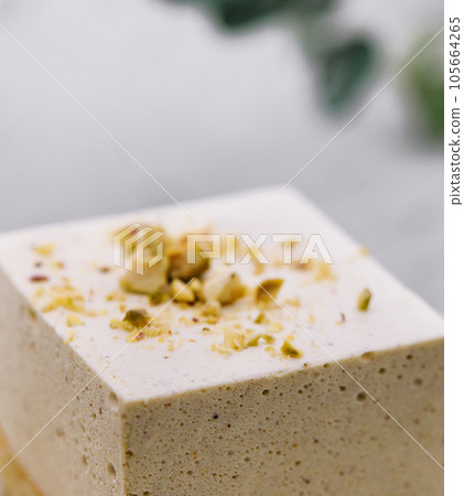 Souffle cake with nuts close up Souffle cake with nuts close up 105664265