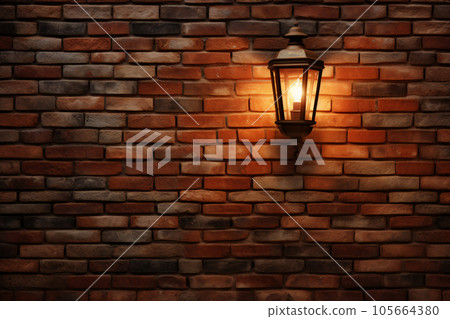 Old Brick Wall with Incandescent Bulbs Old Brick Wall with Incandescent Bulbs 105664380