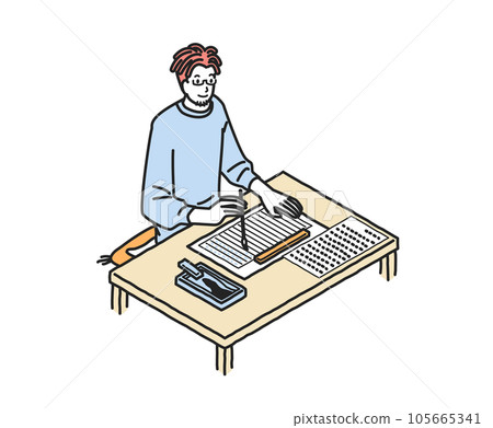 Inbound foreign man copying sutras Inbound foreign man copying sutras 105665341