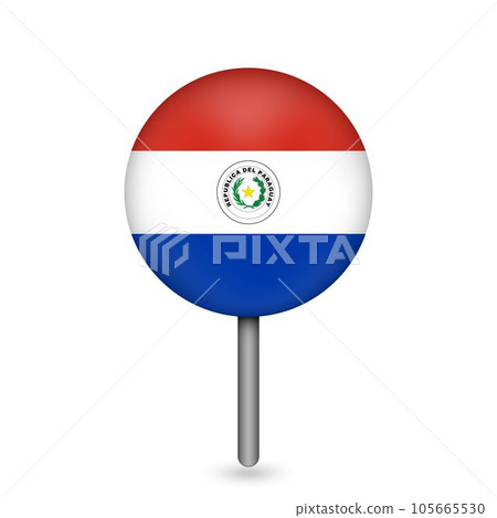 Map pointer with contry Paraguay. Paraguay flag. Vector illustration. Map pointer with contry Paraguay. Paraguay flag. Vector illustration. 105665530