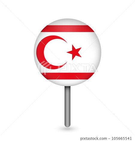 Map pointer with contry Northern Cyprus. Northern Cyprus flag. Vector illustration. 105665541