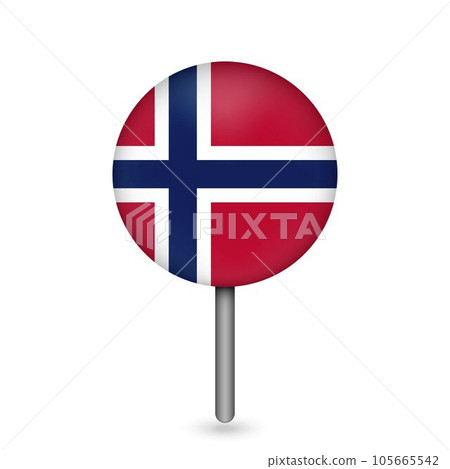 Map pointer with contry Norway. Norway flag. Vector illustration. Map pointer with contry Norway. Norway flag. Vector illustration. 105665542