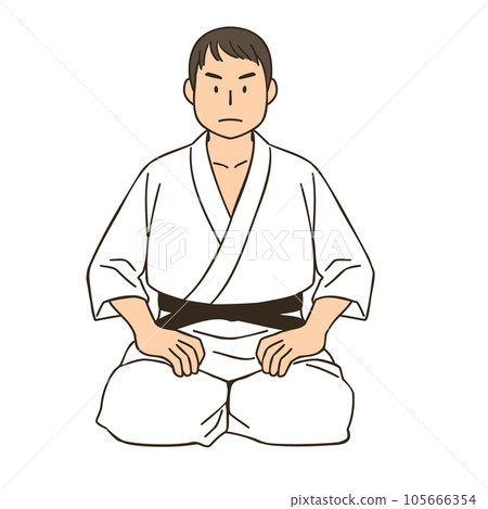 男柔道運動員坐直 105666354