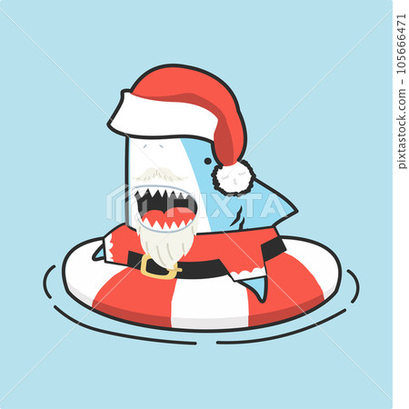Cute shark santa inflatable swim ring 105666471