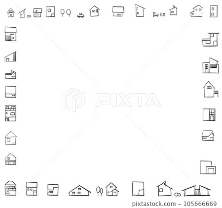 Various houses Simple house and tree icons, background materials Various houses Simple house and tree icons, background materials 105666669