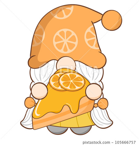 Dwarf holding an orange cake 105666757