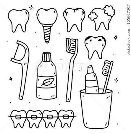 Dental care doodle set Dental care doodle set 105667307