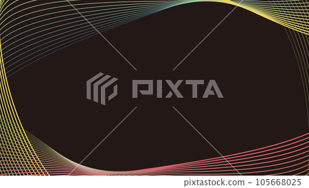 Color line wave frame and black background illustration 105668025
