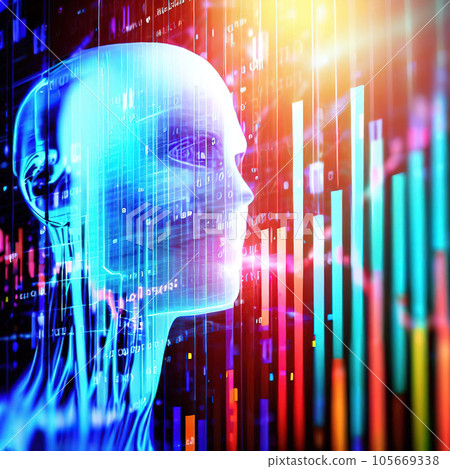 artificial intelligence in stock rise chart background 105669338