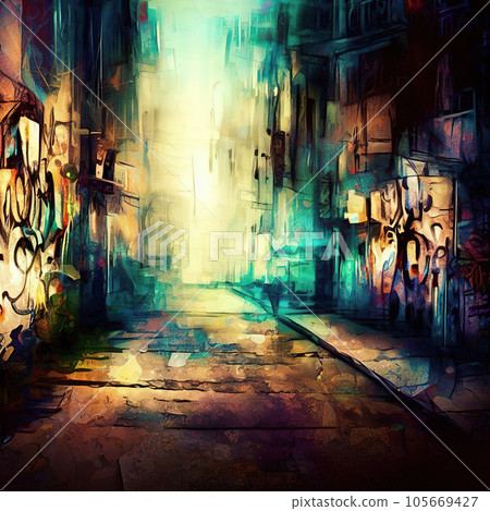 urban street in graffiti. 105669427