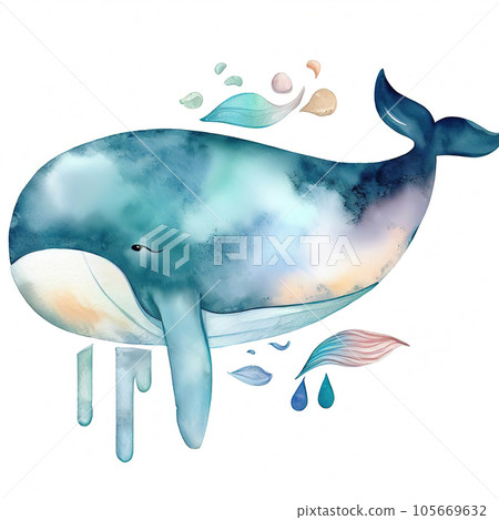 one whale with various watercolor. one whale with various watercolor. 105669632