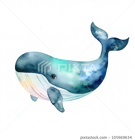 one whale with various watercolor. 105669634