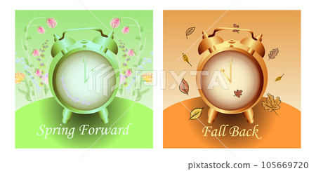 Daylight saving time. Warm autumn colors. vector image 105669720