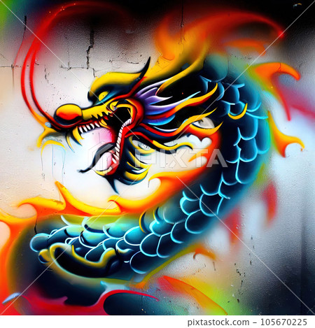Oriental dragon graffiti 105670225