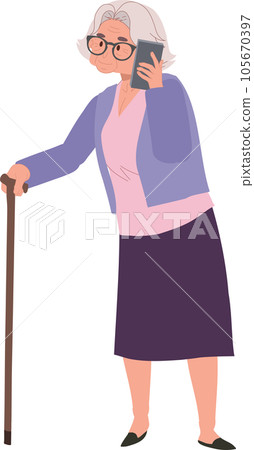 Modern Senior Lifestyle, Technology and elderly concept. Senior Woman using talking on Smartphone Modern Senior Lifestyle, Technology and elderly concept. Senior Woman using talking on Smartphone 105670397