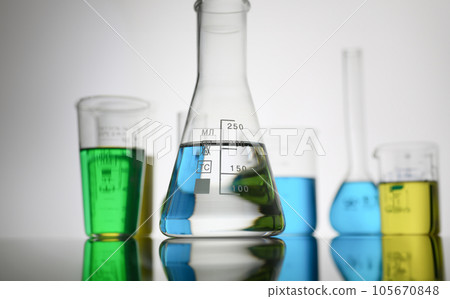 Chemical industry bulb with blue magenta 105670848