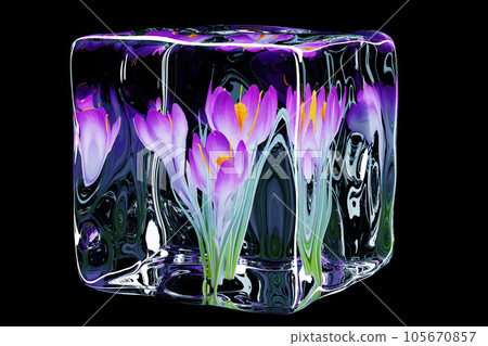 冰中永恆之美:番紅花 3D 藝術 冰中永恆之美:番紅花 3D 藝術 105670857