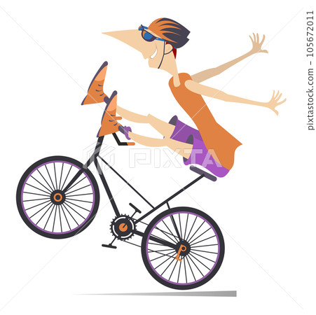 Biker cycling bicycle sport. Cycling bicycle extreme high jump. Cyclist man making a trick on the bike Biker cycling bicycle sport. Cycling bicycle extreme high jump. Cyclist man making a trick on the bike 105672011