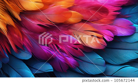 The beautiful colorful feather bird texture background in the futurism The beautiful colorful feather bird texture background in the futurism 105672144
