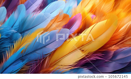 The beautiful colorful feather bird texture background in the futurism The beautiful colorful feather bird texture background in the futurism 105672145