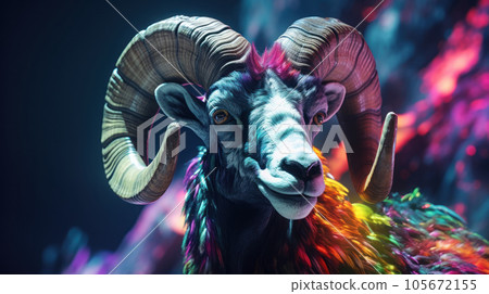 Bighorn sheep head portrait 105672155